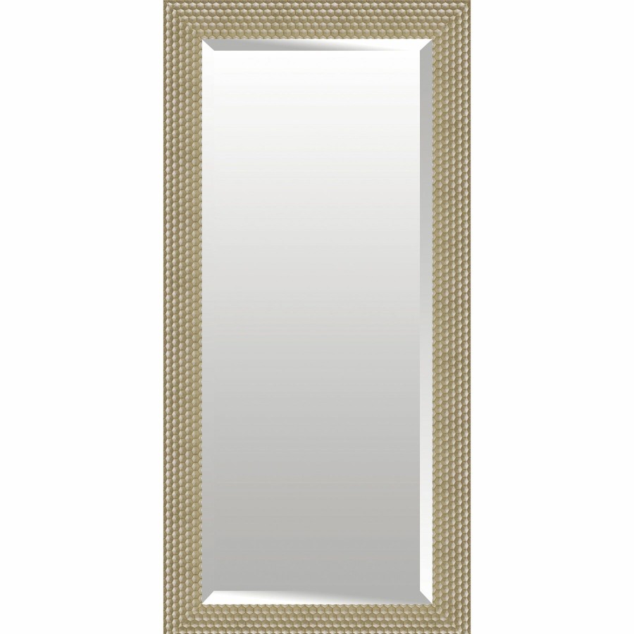 Mirrors * | 32X66 Rectangle Plastic Hexagonal Champagne Floor Mirror Latest Fashion