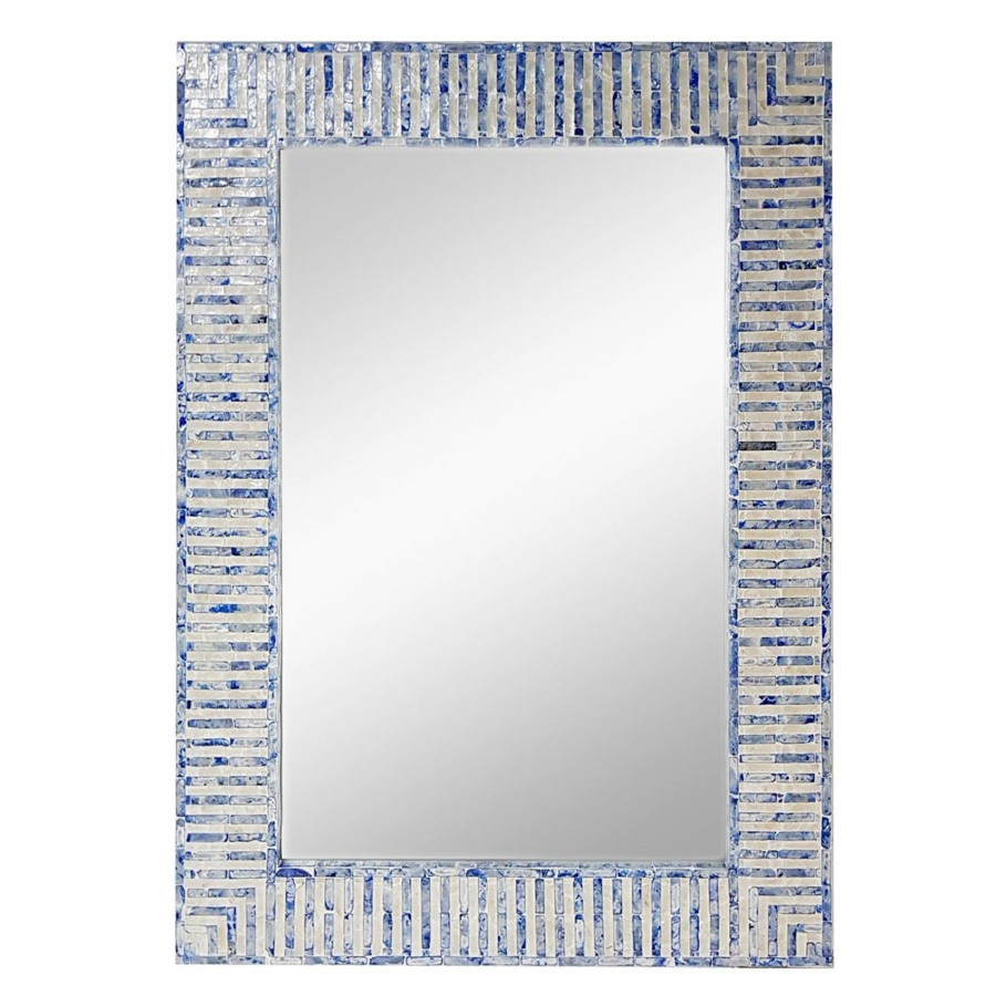 Mirrors * | Tracey Boyd Blue & Mother-Of-Pearl White Wall Mirror, 28 39 Online Discount