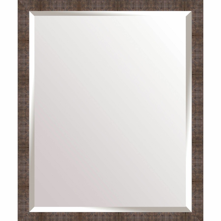 Mirrors * | 21X25 Rectangle Plastic Ribbed Bronze Wall Mirror Unique Style