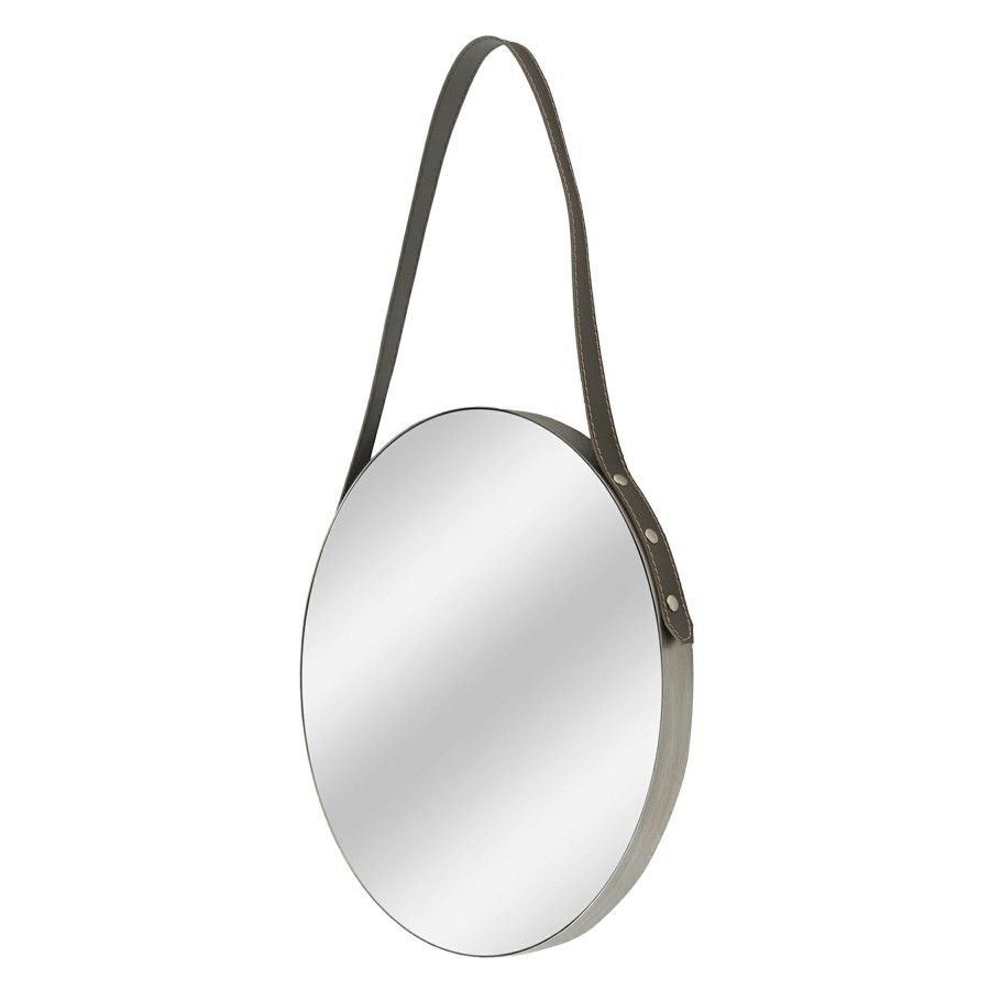 Mirrors * | 20In Leather Strap Mirror 100% Guarantee