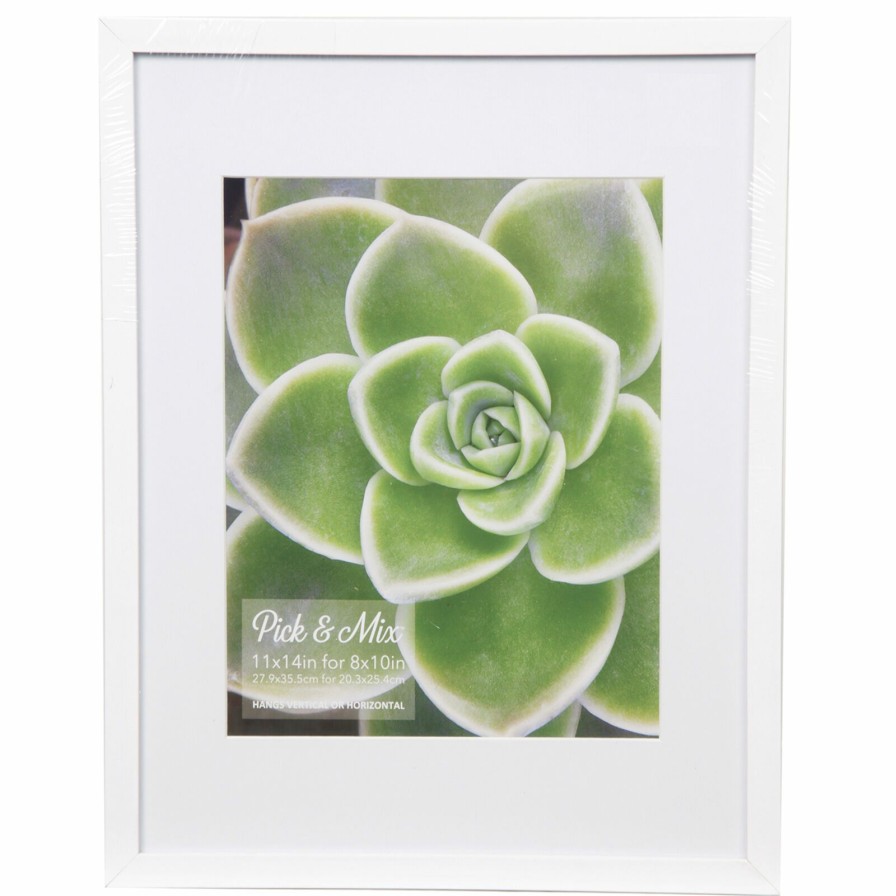 Frames * | Pick & Mix 11 14 Matted To 8 10 Linear Photo Frame, White Glamor Model