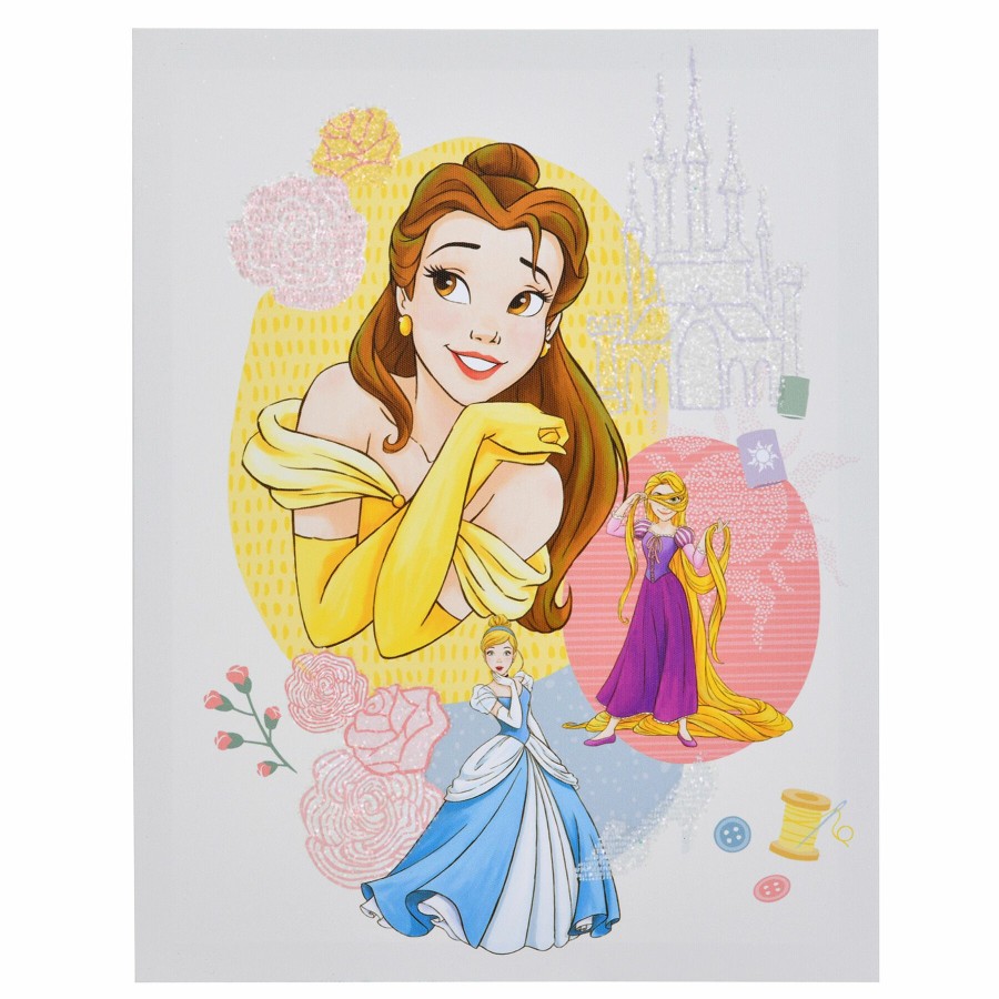 Wall Art * | Disney Princess Group Glittered Canvas Wall Art, 11 14 New Models