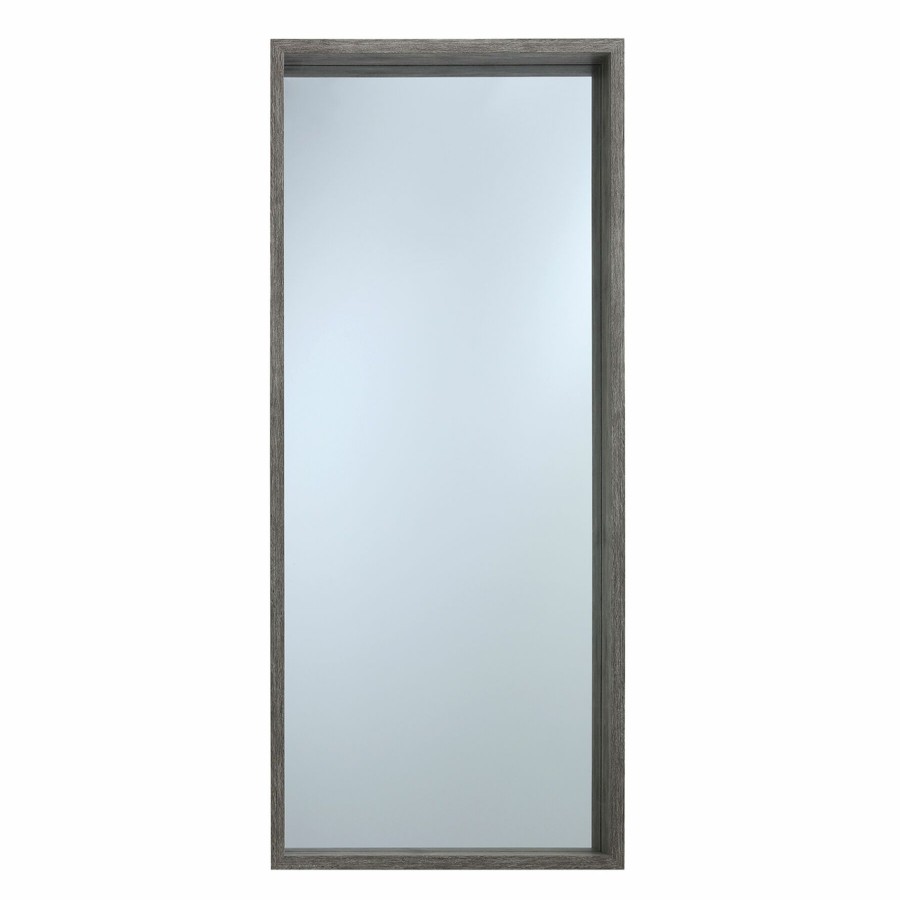 Mirrors * | 24X58 Dark Grey Wood Deep Frame Leaner Mirror Bargain Sale