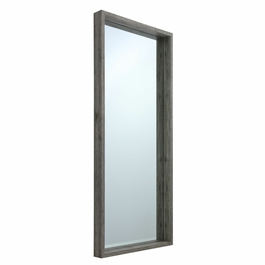 Mirrors * | 24X58 Dark Grey Wood Deep Frame Leaner Mirror Bargain Sale