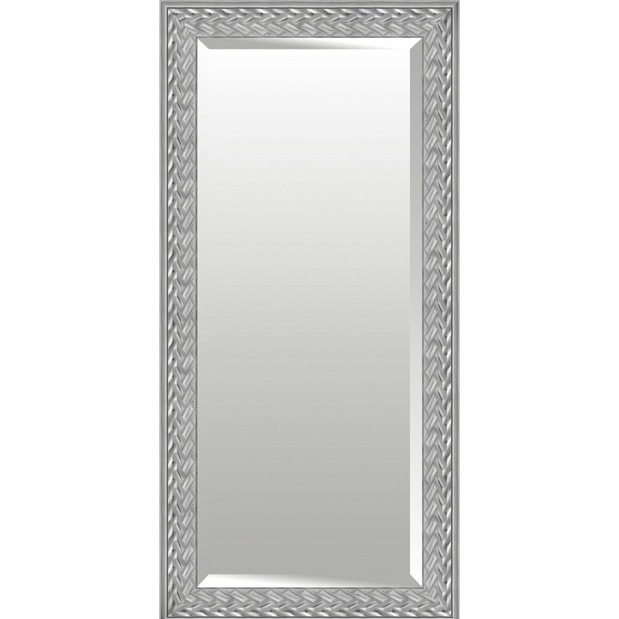 Mirrors * | Rectangle Solid Wood High & Low Silver Floor Mirror, 32 68 Latest Fashion