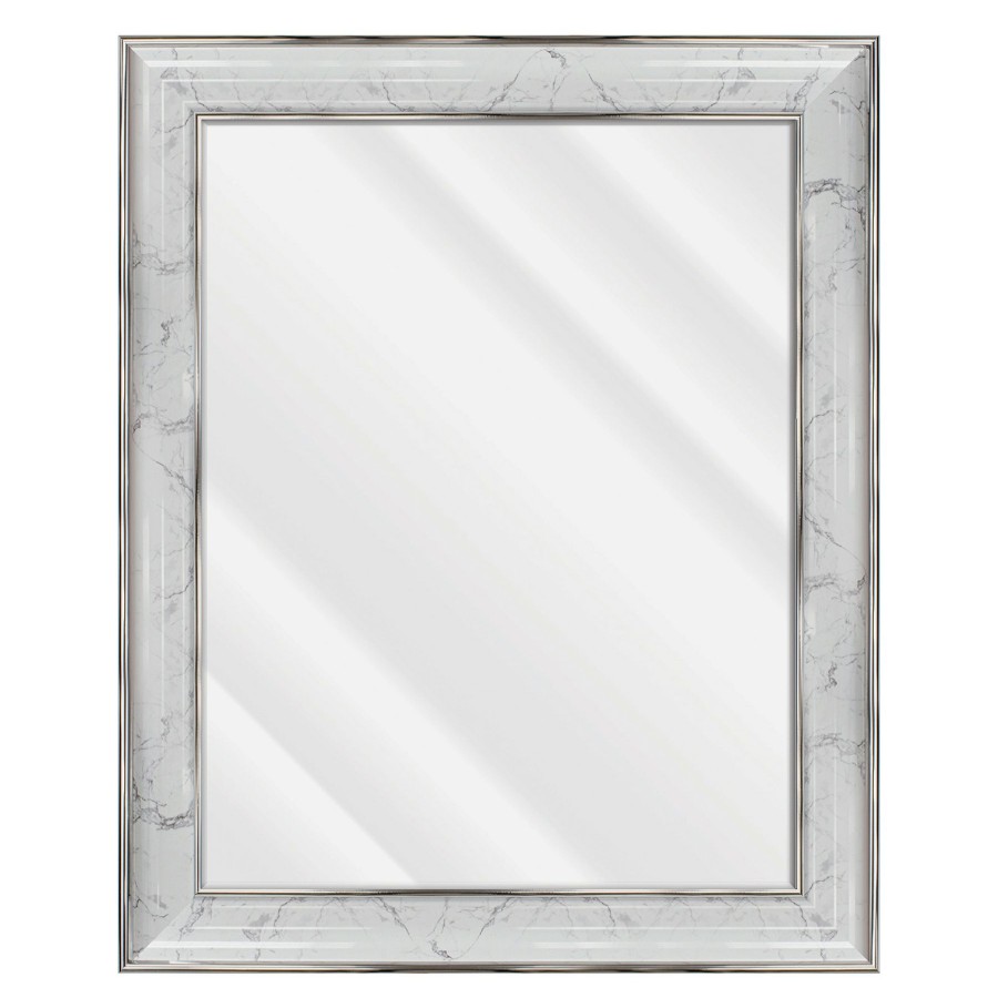 Mirrors * | Laila Ali Marbled Silver Framed Mirror, 22 28 High Quality