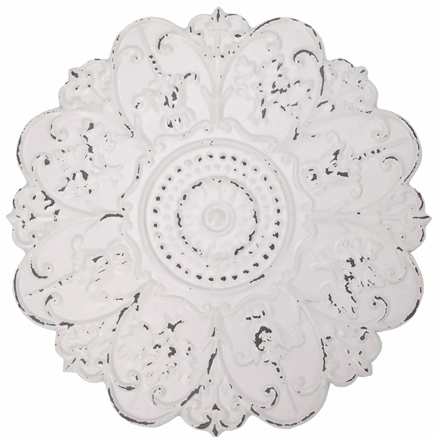 Wall Art * | 12X12 Whitewash Metal Embossed Medallion Clearance